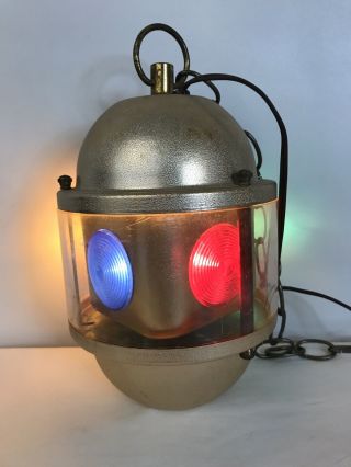 60’s Vintage Swiss Golden Beacon Rotating Color Hanging Lamp Light Model 160