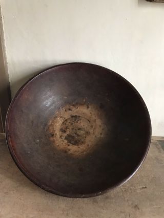 Best 18.  25 Big Antique 19th C Footed Dough Bowl Patina Wood Pulp Fiber Aafa