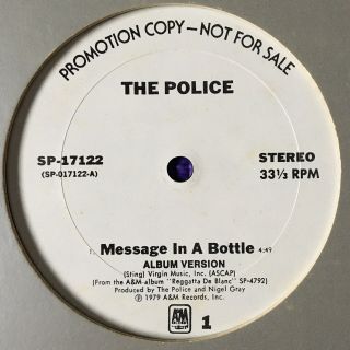 1979 The Police “message In A Bottle Lp/live,  Landlord” Promo Record 12” Vg,  \nm