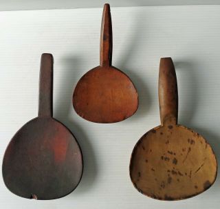 Antique Primitive Hand Carved Wooden Spoons/ Scoops Bird Head Handles