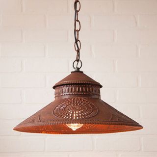 Irvins Country Tinware Shopkeeper Kitchen Pendant Shade Light In Rustic Tin
