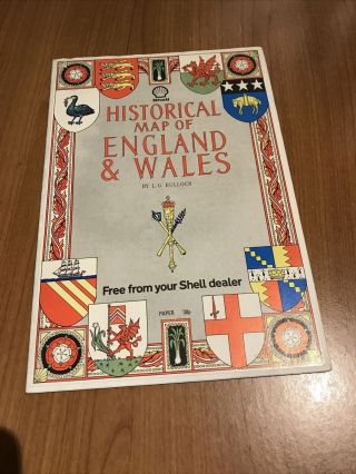 Vintage Shell Historical Map Of England And Wales Large 1971