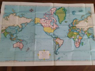 Vintage Rand Mcnally Cosmopolitan World Map 33 " X 50 " 1950s