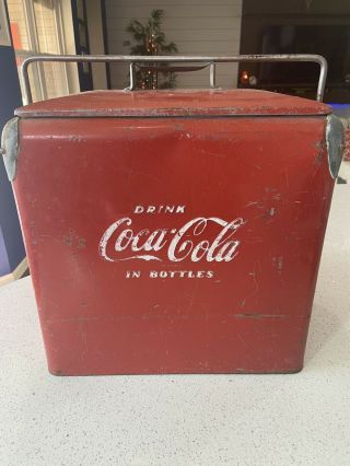 RARE Vintage 1950s COCA COLA Metal Cooler W/ rare insert,  Screen,  Bottle Opener 3