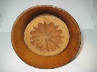 Rare Vintage / Antique Butter Mold / Press With Carved Floral / Flower Design