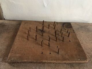 Old Antique Handmade Wooden Game Board Patina Hand Carved Pegs AAFA 2