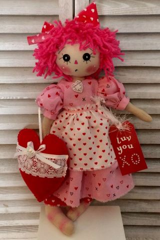 Primitive Raggedy Ann Doll Valentine 