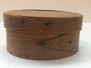 Early Antique Wood Shaker Pantry Box Fingers Round Signed & Hingham Massachusett