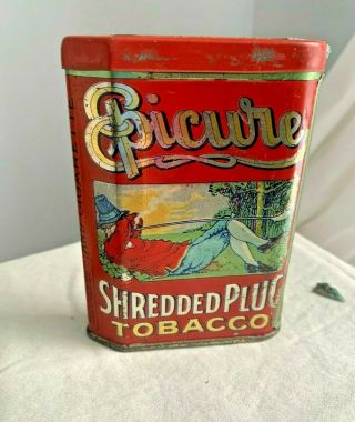 Vintage/antique Epicure Pocket Tobacco Tin Pipe Smoking Advertising