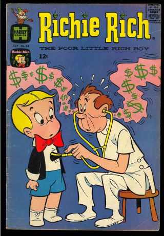 Richie Rich The Poor Little Rich Boy 24 Silver Age Harvey Comic 1964 Vg,