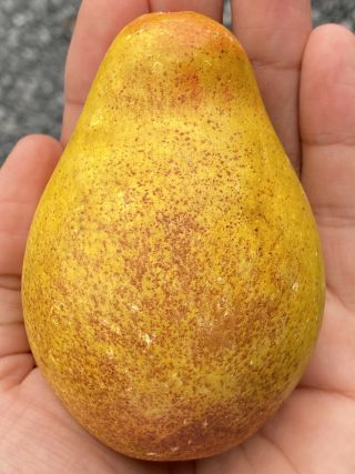 Early Vintage Antique Italian Alabaster Stone Fruit Alabaster Yellow Pear Nm,