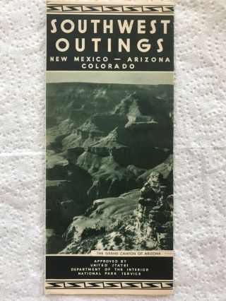 Southwest Outings Mexico Arizona Colorado Brochure 1930s Vintage Map & Photo