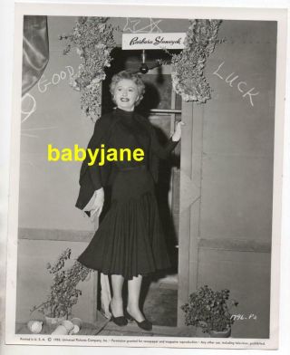 Barbara Stanwyck Orig 8x10 Photo Dressing Room Door 1955 There 