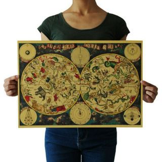 Wall Sticker Vintage Style Retro Kraft Paper Poster Ancient Map Poster Gifts