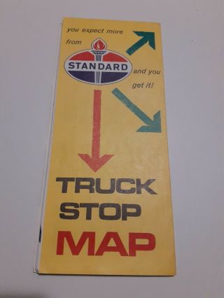 ⭐ Vintage 1969 Standard Oil Company Truck Stop Map Of United States Ephemera