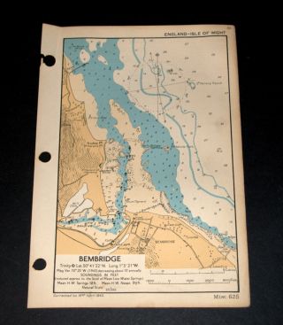 - Bembridge,  Isle Of Wight - Rare Vintage Ww2 Naval/military Map 1943