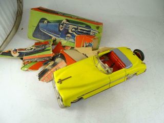 Vintage Us Zone Germany Key Wind - Up Tin Coupe Car Steering 10.  25 " Long Schuco