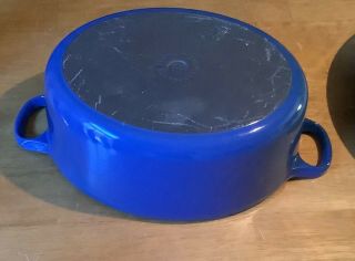 Vintage Le creuset Blue enamel cast iron oval Dutch oven with lid number 25 2