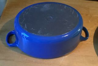 Vintage Le creuset Blue enamel cast iron oval Dutch oven with lid number 25 3