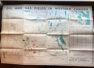 Rare Vintage 28 " X 42 " Gas & Oil Map,  1961 - 62 Canadian Imperial Bank Of Commerce