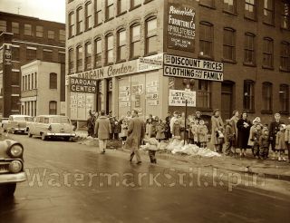 1950s Era Photo Negative Car Store Advertising Busy Street Scene Springfield Ma