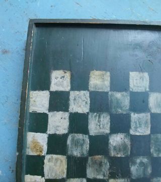 Antique Earlysmall Windsor Green Paint Wood Checker Board Folk Art Handmade Aafa