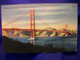 Colorful Vintage Golden Gate Bridge Postcard San Francisco