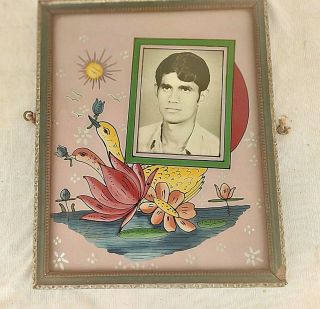 Old Vintage Camera B/w Picture / Photograph Of A Man In Wooden Frame