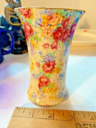 Vintage Royal Winton Grimwades Spring England Roses Chintz Vase 4.  5” Sku 064 - 030