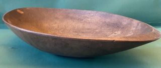 Antique Handmade Primitive Oval Wood Trencher Dough Bowl 21.  75 "
