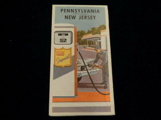 Vintage 1961 Imperial Gas Pennsylvania & Jersey Highway State Road Map Pa Nj
