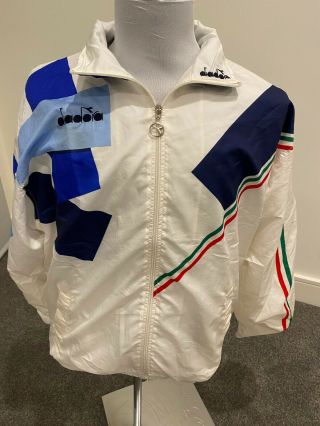 Italia Italy 90s Vintage Parachute Zip Jacket Diadora Xl Tennis Football