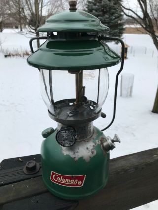 Vintage Coleman Single Mantle 200a700 Camping Lantern 9/81 Green/green