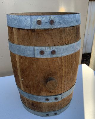 Antique Vintage Rustic Wood Oak Beer Whiskey Wine Keg Barrel 11tall - 7x7 Wide