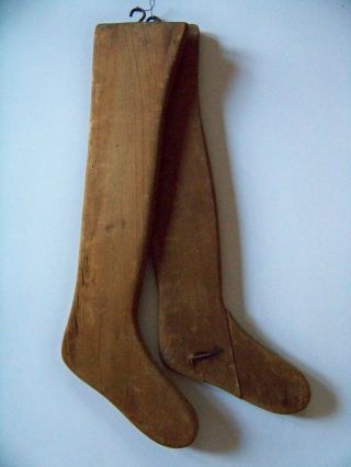 2 Primitive Antique Handmade Matching Child Wooden Sock Stretcher Forms Aafa