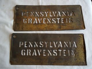 2 Antique Brass Crate /box Stencil,  Pennsylvania Gravenstein Apples (endangered