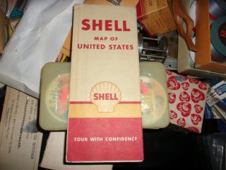 Vintage 1950 Map Of The United States - Road Map From Shell Oil Usa Colorful