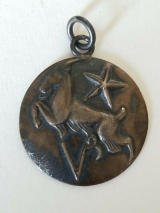 Vintage Sterling Silver Aries Zodiac Sign Medallion