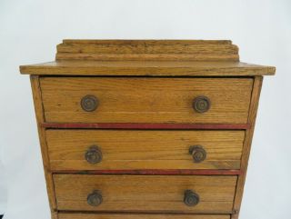 Antique Hand Made Primitive Wood 5 Drawer Child ' s Doll Dresser 2