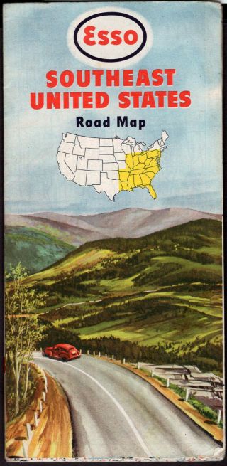 Esso Oil Vintage Road Map 1948 Southeast United States