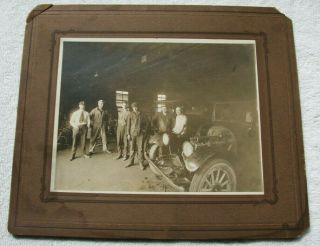 Vintage Auto Service Shop With Workers Photo 8 1/2 " X 6 1/2 "