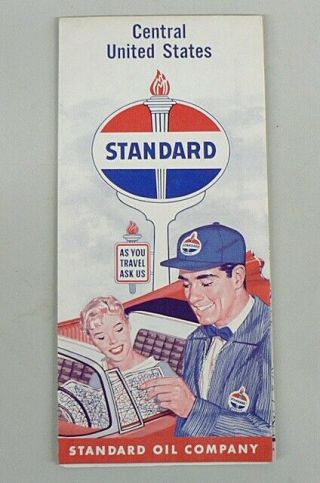 Vintage Standard Oil Company Central United States Road Map
