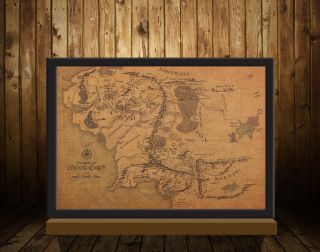Vintage Map Of Middle Earth Lord Of The Rings Poster Print Home Decor Wall