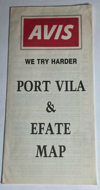 Avis Map Of " Port Villa " Vanuatu.  Vintage 1991.