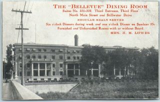 Vintage Hotel Postcard " The Bellevue Dining Room Boarding House Location Unknown