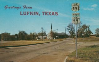 Vintage Postcard Greetings From Lufkin Texas Tx