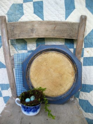 Antique Octagonal Wood Bread Cutting Board Blue Milk Paint