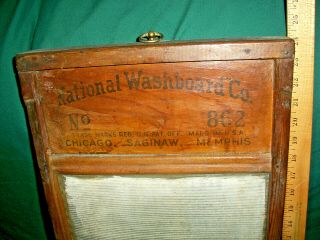 Antique Vintage National 862 Wood And Ribbed Glass Washboard 24” Tall
