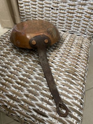 VERY EARLY COPPER DUPARQUET HAND HAMMERED SAUTE PAN VINTAGE KITCHEN YORK 2