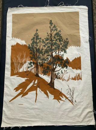 Vintage Marushka Screen Print Canvas Art Trees Landscape Unframed Medium 34x26
